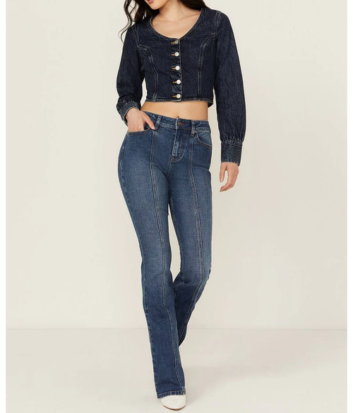 Women’s High Rise Center Seam Bootcut Stretch Denim Jeans