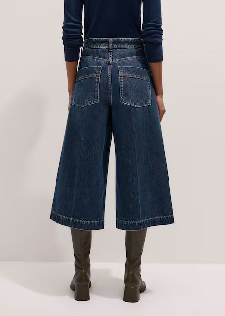 Women’s Mid Rise Wide Leg Cropped Denim Culotte